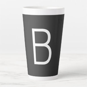 Tasse Latte Lettre initiale noire Monogramme moderne