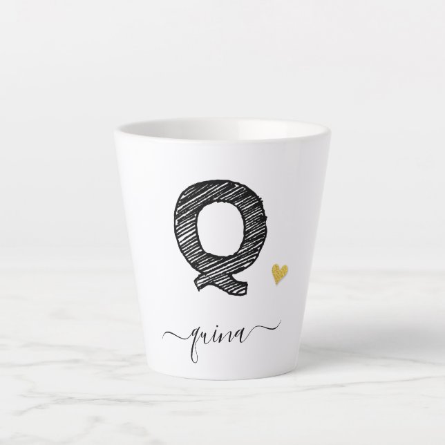 Tasse Latte LETTRE MONOGRAPHIQUE D'ÉCRAN RÉtro Q, BOUGIE EN RÉ (Devant)