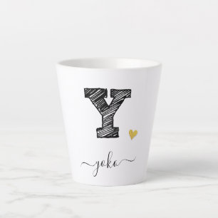 Tasse Latte LETTRE MONOGRAPHIQUE D'ÉCRAN RÉtro Y, TÊTE