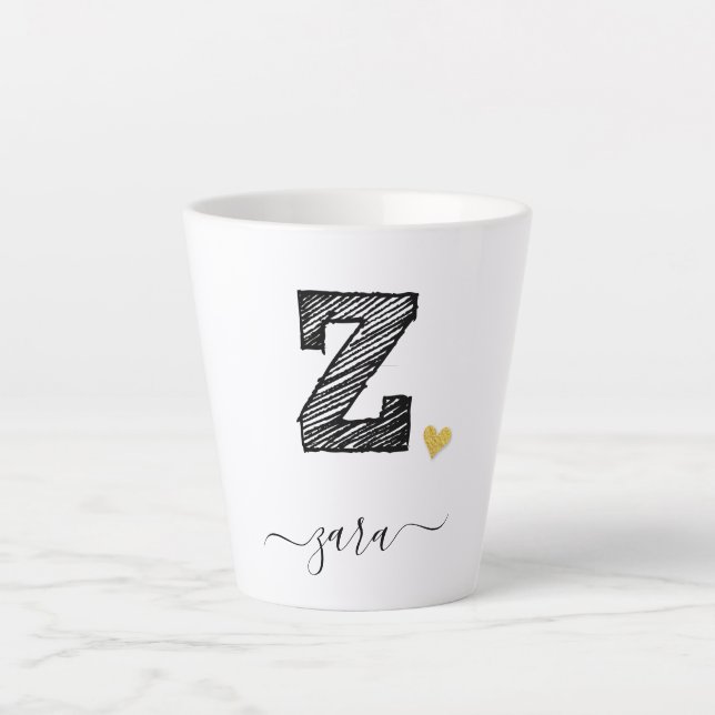 Tasse Latte LETTRE MONOGRAPHIQUE D'ÉCRAN RÉtro Z, BOUGIE EN LA (Devant)