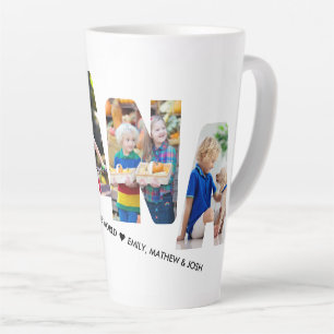 Tasse Latte Lettre NANA Cutout 4 Photo Collage personnalisé