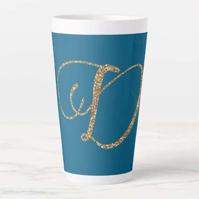 TASSE LATTE LETTRE PARTIES SCINTILLANT D OR (Devant)