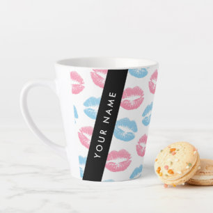 Tasse Latte Lèvres Roses, Lèvres Bleues, Baiser, Votre Nom, Pe
