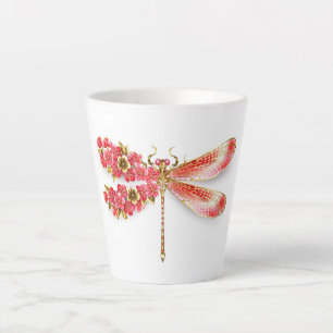 Tasse Latte Libellule fleur avec bijoux sakura