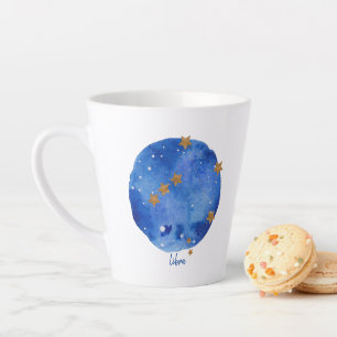 Tasse Latte Librairie Aquarelle Nuit Ciel Constellation Zodiac