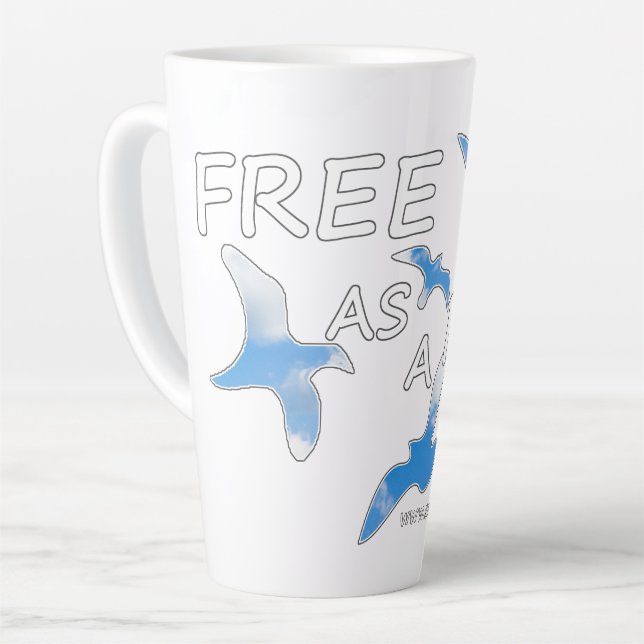 Tasse Latte Libre comme un oiseau (Angle gauche)