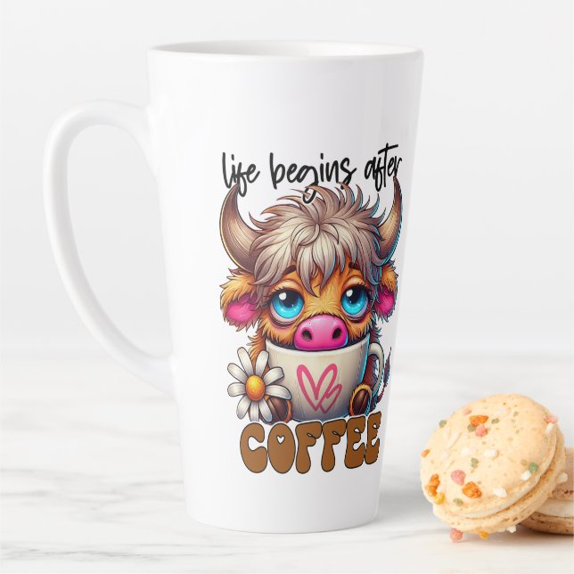 Tasse Latte Life Begins After Coffee  (En situation)