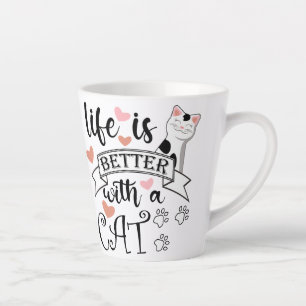 Tasse Latte Life is Better With a Cat quote slogan