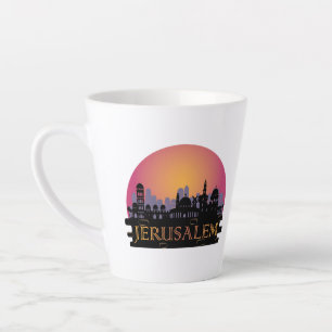 Tasse Latte Ligne Skyline de la vieille ville de Jérusalem - V