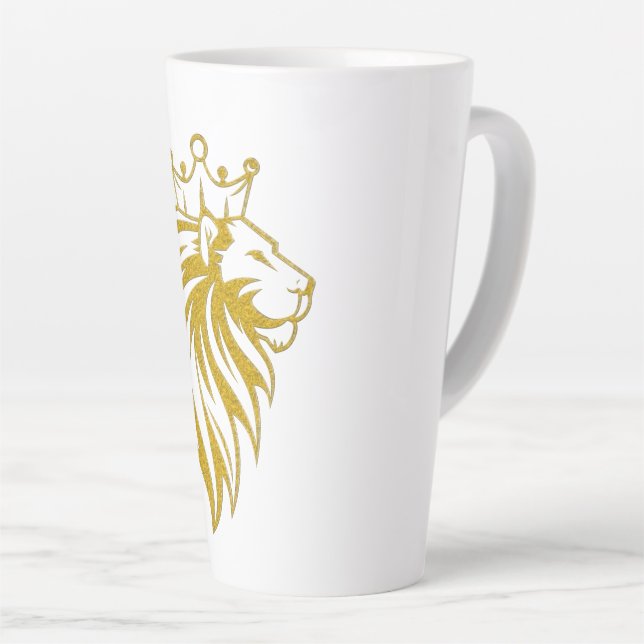Tasse Latte Lion Avec Couronne - Style Or 2 (Angle droit)