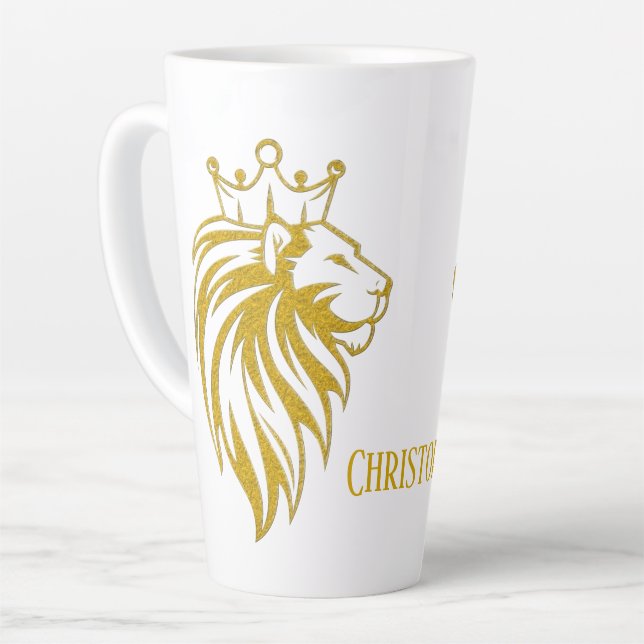 Tasse Latte Lion Avec Couronne - Style Or 2 (Angle gauche)