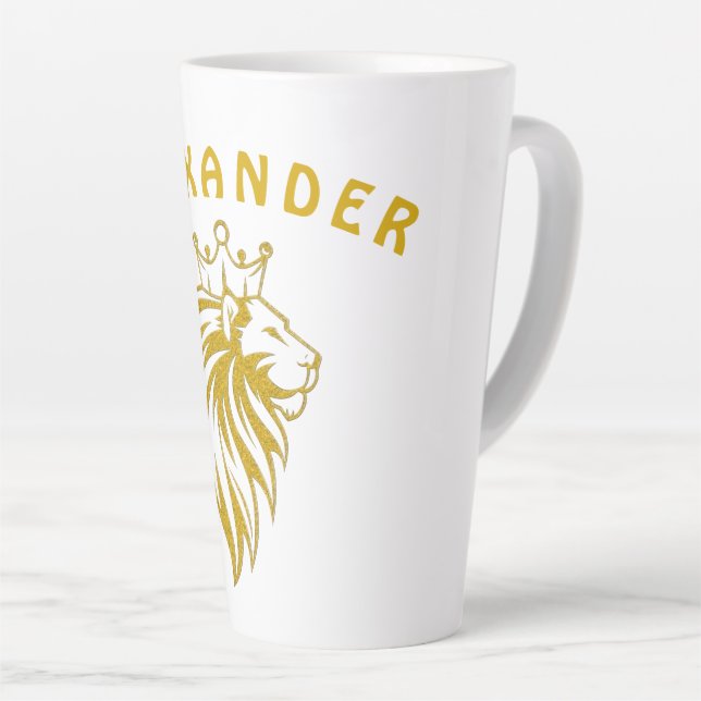 Tasse Latte Lion Avec Couronne - Style Or 2 (Angle droit)