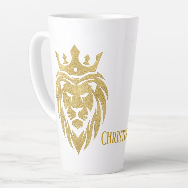 Tasse Latte Lion Avec Couronne - Style Or 3 (Angle gauche)