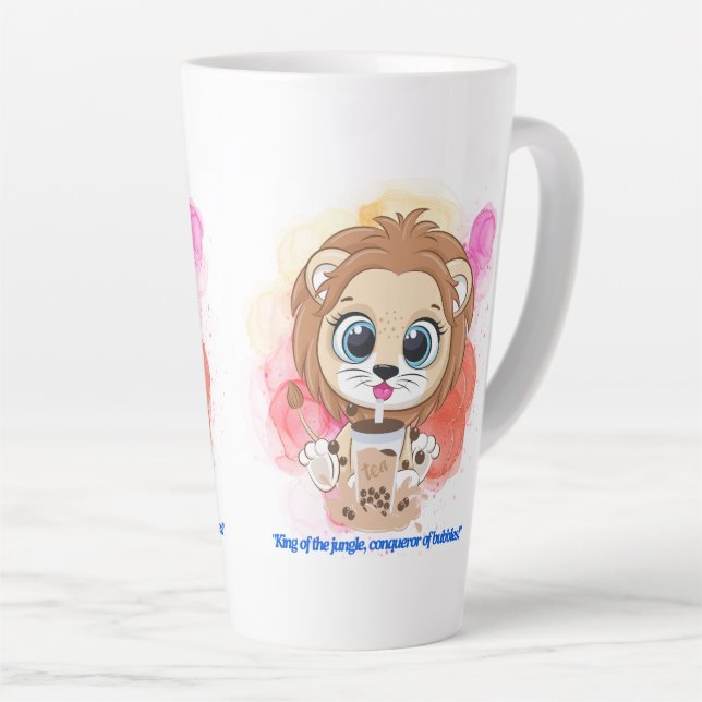 Tasse Latte lion citation dessin boire du bobba tea (Angle droit)