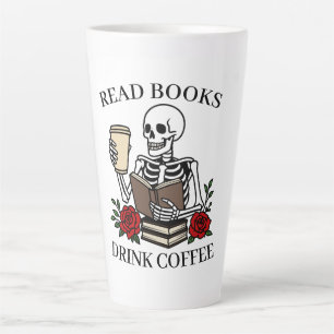 Tasse Latte Lire des livres Boire du café Amusant Amateur de l