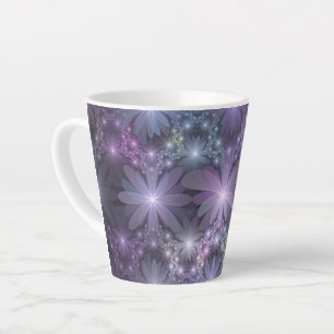 Tasse Latte Lit de fleurs tendance brillant art fractal abstra