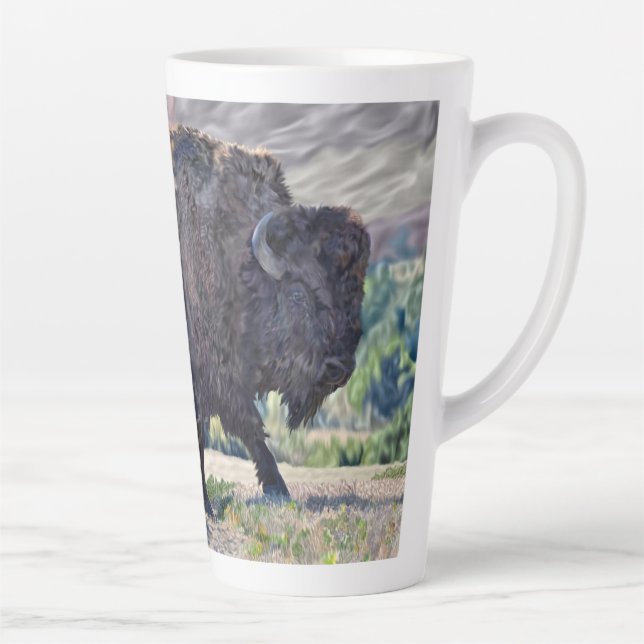 Tasse Latte L'itinérance de bison américain dans les prairies (Droite)
