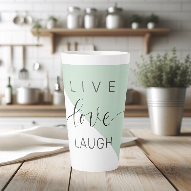 Tasse Latte Live Love Lauder Motivation Positive Citation (Créateur téléchargé)