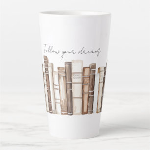 Tasse Latte Livres de Noël Follow Your Dreams