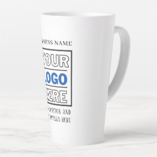 Tasse Latte Logo d'entreprise personnalisé noir et blanc