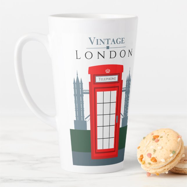 Tasse Latte London UK Iconic Retro Red Telephone Booth (En situation)