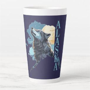 Tasse Latte Loup de l'Alaska et lune