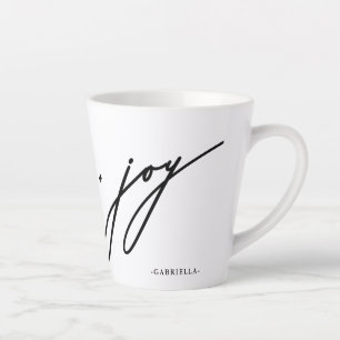 Tasse Latte Love and Joy Script Black Name Christmas Holiday