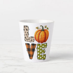 Tasse Latte LOVE - Citrouille mignon et lettres de points Polk