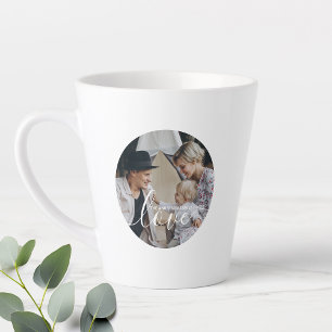 Tasse Latte 'Love' Photo de famille personnalisée avec nom per