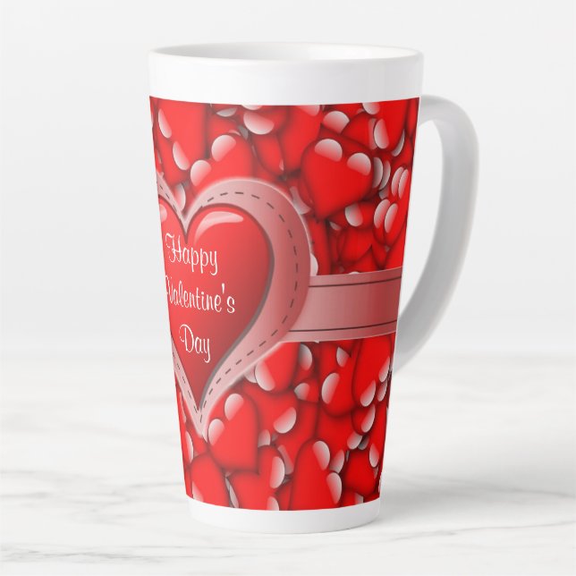 Tasse Latte Love Valentines Day Coeur rouge (Angle droit)