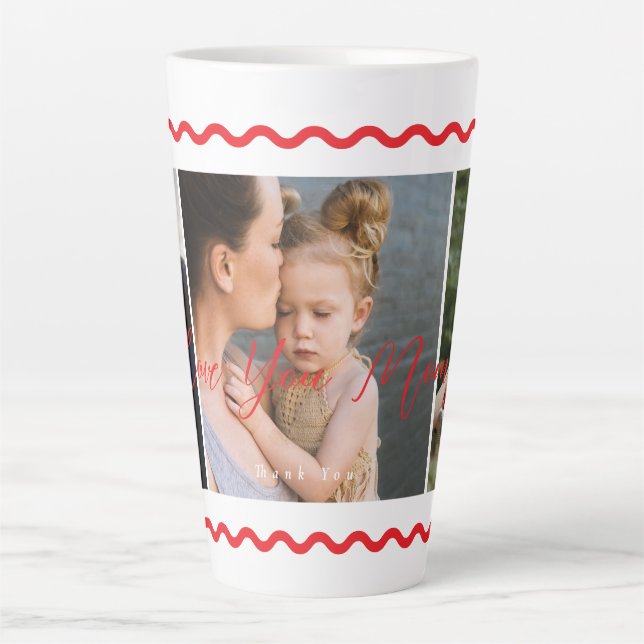 Tasse Latte Love You Mom Merci Photo (Devant)