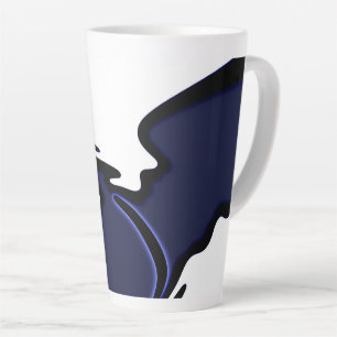 Tasse Latte Lune bleue : Bleu Abstrait, Blanc & Noir