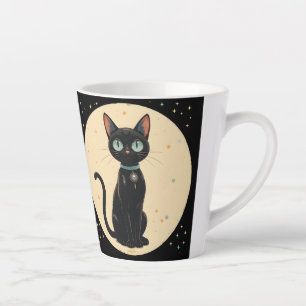 Tasse Latte Lune de chat noir atomique futuriste