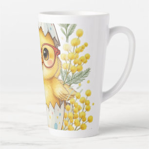 Tasse Latte Lunettes de poussin de Pâques mignonnes Mimosa Blo
