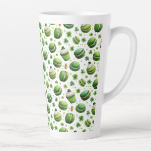 Tasse Latte Macaron et trèfle aquarelle de la Saint-Patrick