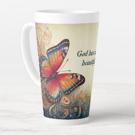 Tasse Latte Made Beautiful Butterfly and Bible Verse
