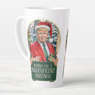 Tasse Latte MAGA Christmas Trump Père Noël Snow Globe Large