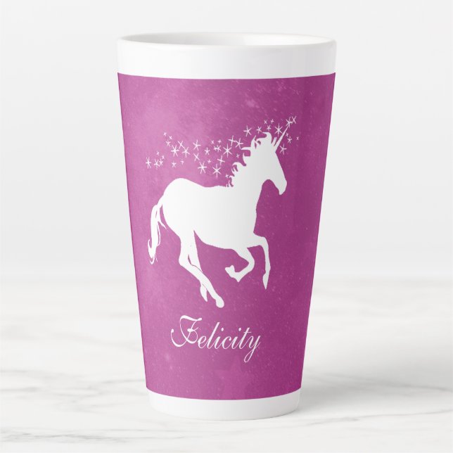 Tasse Latte Magenta Unicorne Boug Latte Personnalisée (Devant)