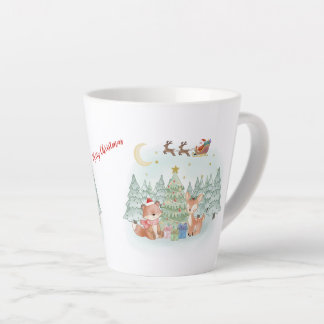 Tasse Latte Magical Christmas Night in the Winter Forest