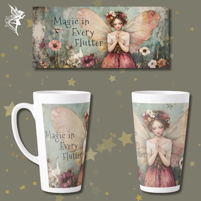Tasse Latte Magique Whimsical Fairy & Flower Garden avec devis (Créateur téléchargé)
