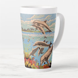 Tasse Latte Main Painted by Number | Dolphins |