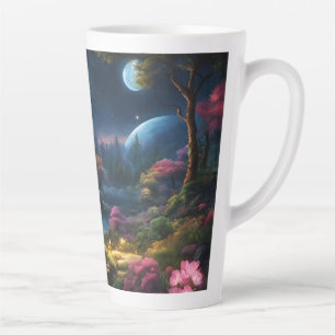 Tasse Latte Maison et jardins magnifiques dans un pays magique