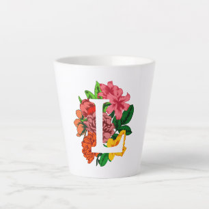 Tasse Latte Majuscule L monogramme floral