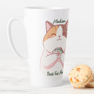 Tasse Latte Maman chat poisson mignonne meilleur script person