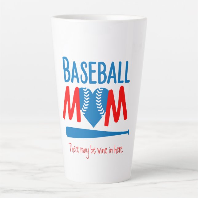 Tasse Latte Maman drôle de baseball (Devant)
