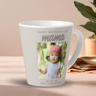 Tasse Latte Maman Moderne Beige Enfants Photo Fête des Mères 