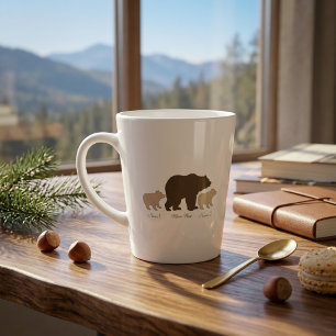 Tasse Latte Maman Ourse Personnalisée Avec 2 Noms d'Enfants Ca