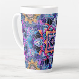 Tasse Latte Mandala bleu décoratif Extraordinaire
