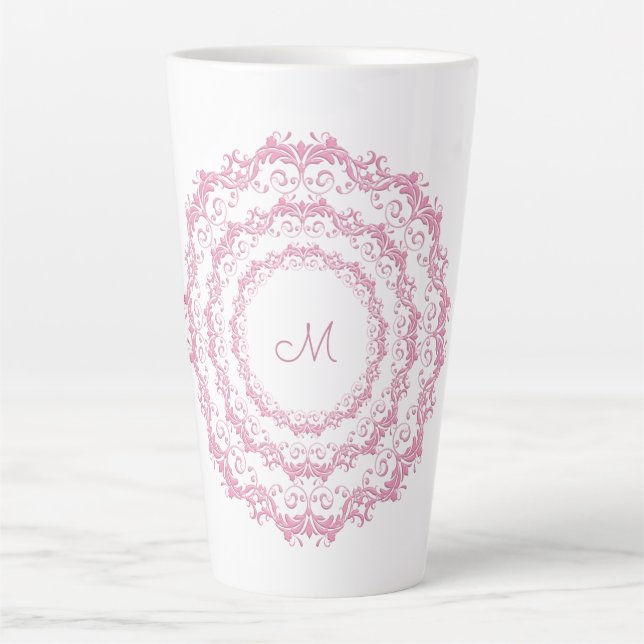 Tasse Latte Mandala, Monogramme. (Devant)