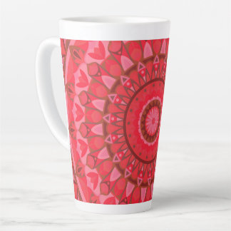 Tasse Latte Mandala Rouge Bohème Motif Chaud Esthétique Cosy M